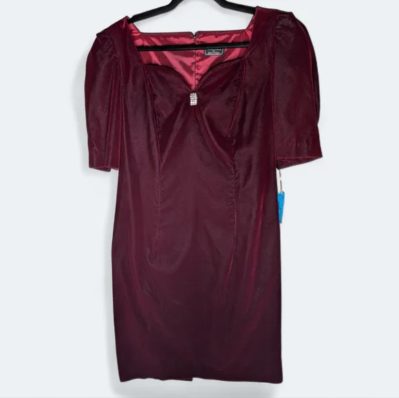 Vintage Cachet by Bari Protas Plum Velvet Romantic Evening Dress Size 16 NWT - Picture 3 of 14